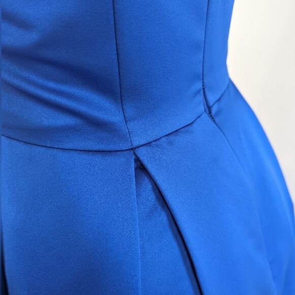 David's Bridal Cobalt Blue High Low Midi Strapless Bridesmaid Dress Sz 2 - Picture 5 of 6